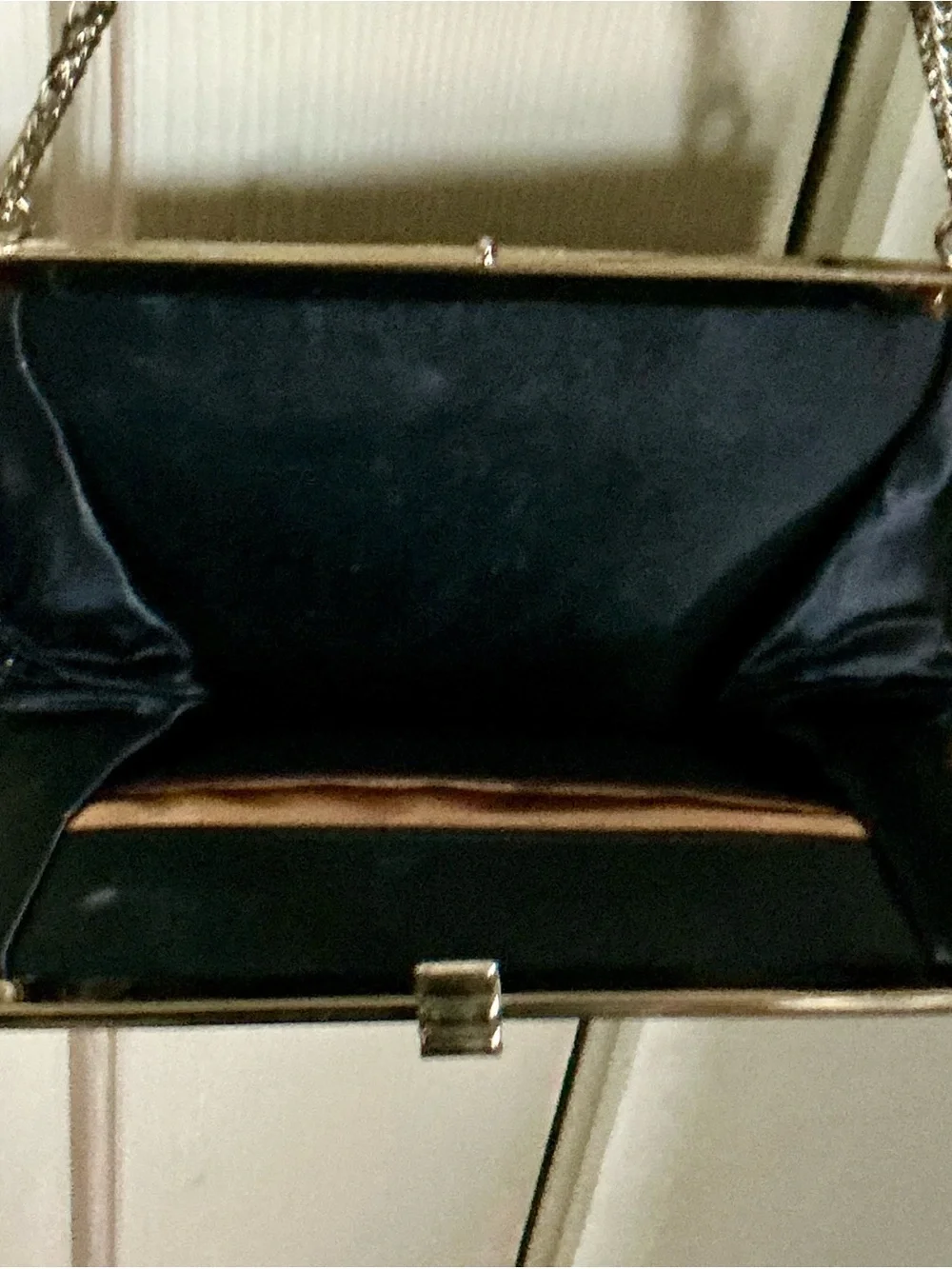 Gold Evening Frame-Top Chain Clutch